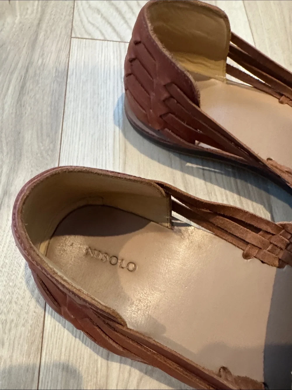 Nisolo Brown Woven Leather Huarache Sandals